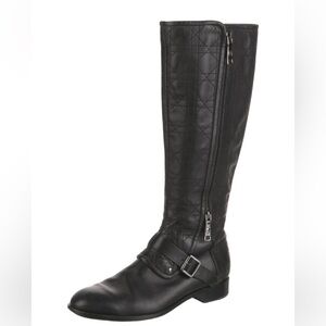 Dior Cannage Black Leather Knee Boots Moto Size 40